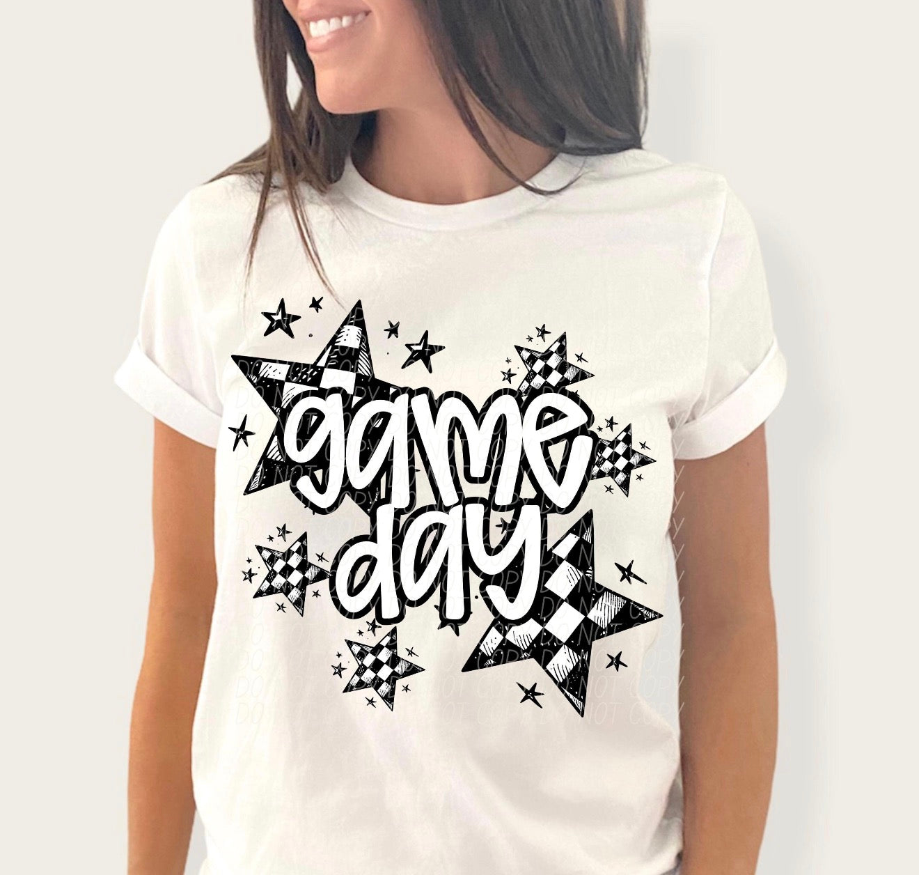 Checkered Stars Game Day Tee