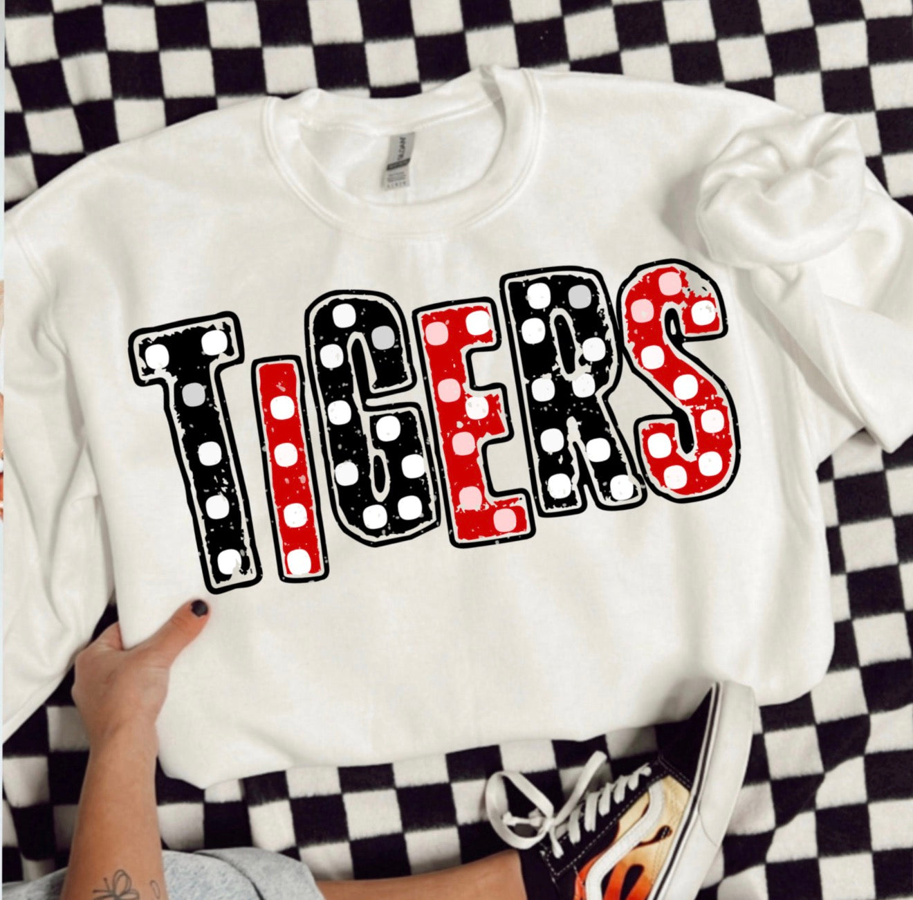 Red Black Dot Tigers Tee