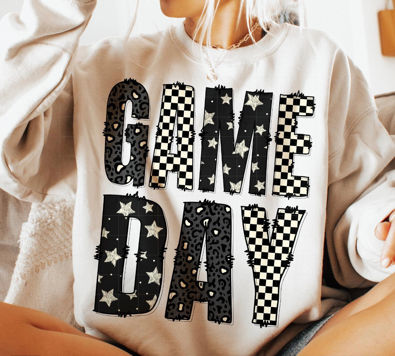 Checkered, Stars, Leopard Game Day Tee