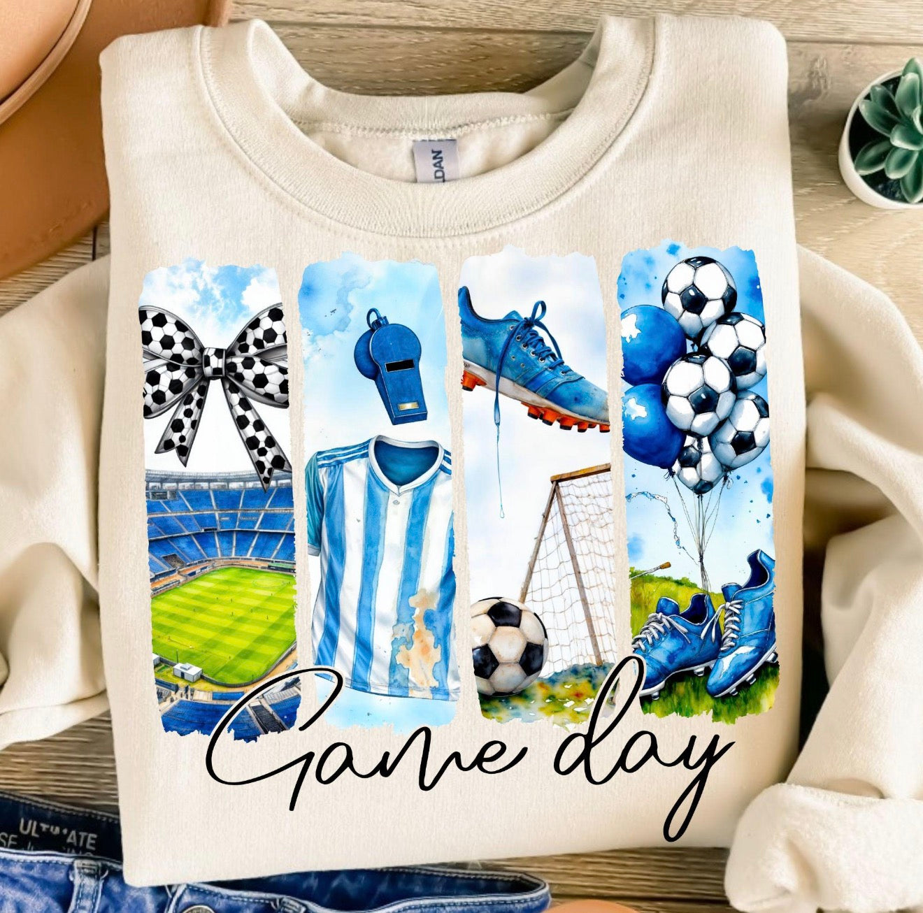 Blue Game Day Soccer Image Tee