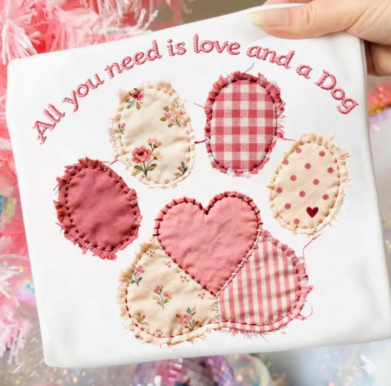 Patchwork All you need is Love & a Dog Tee