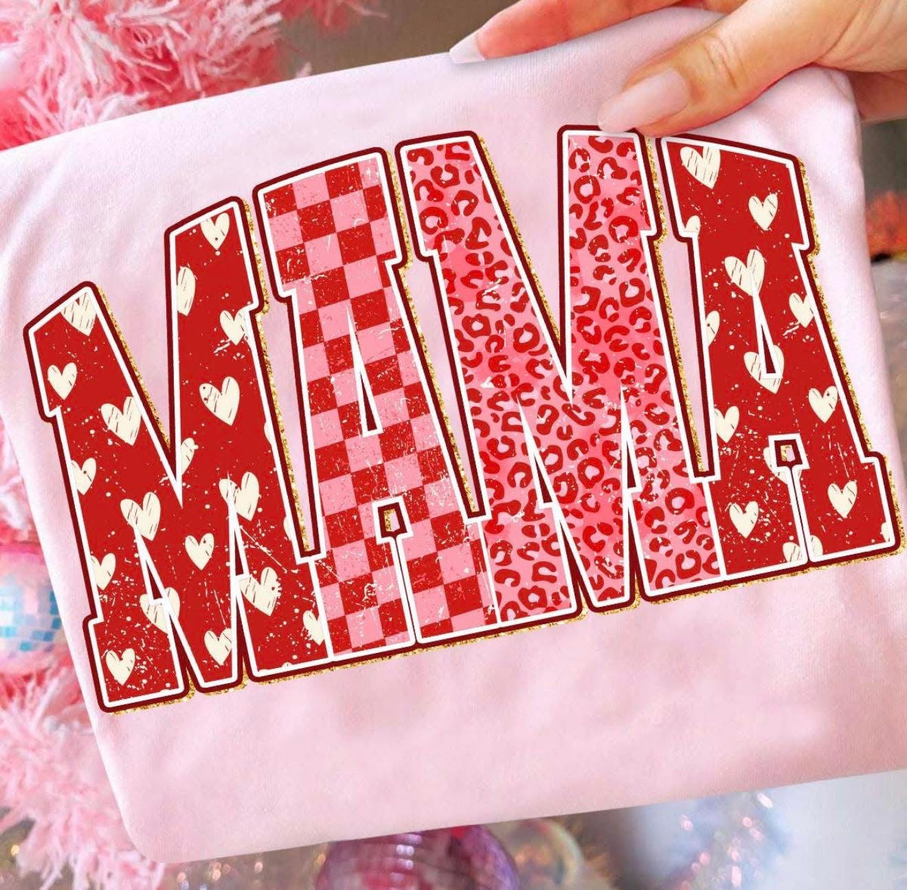 Red & Pink Heart Mama Tee