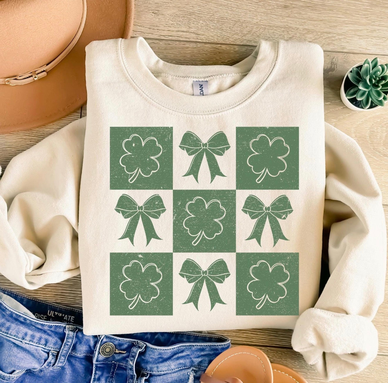 Checkered Shamrock Bows Tee