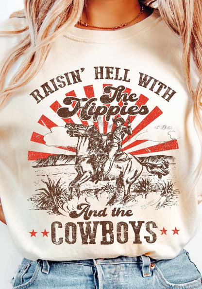 Raising Hell with the Hippies and Cowboys Tee