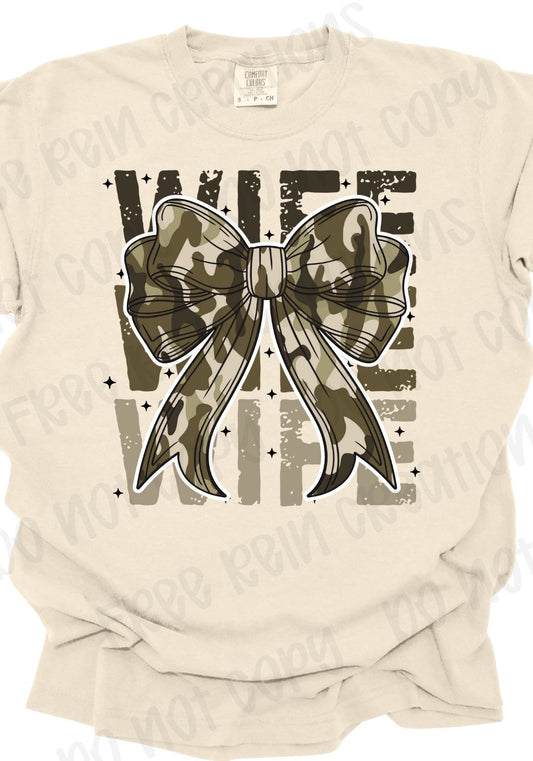Wife Camo Bow Tee