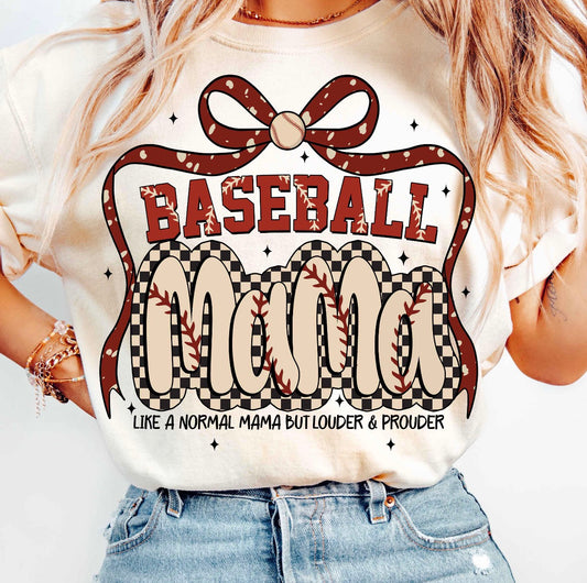 Baseball Mama Checkered Tee