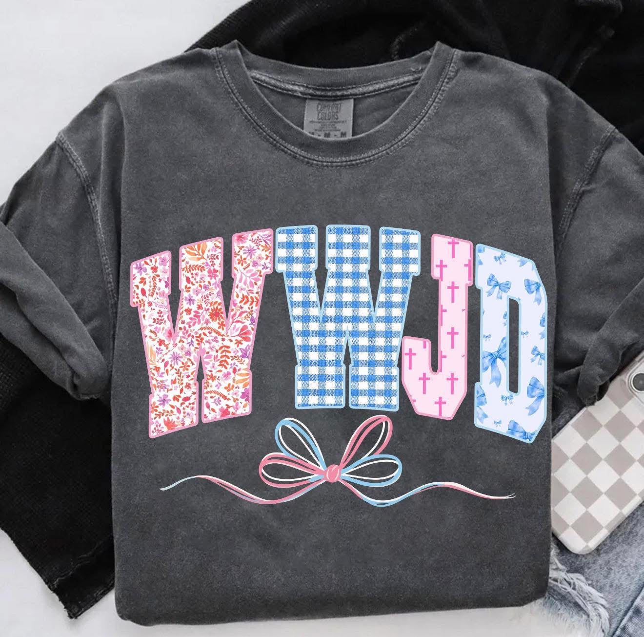 Pink & Blue WWJD Tee