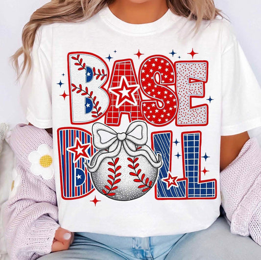 Baseball Stars Stripes Dots Tee