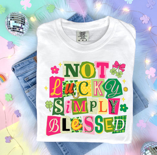 Not Lucky Simply Blessed Block Tee